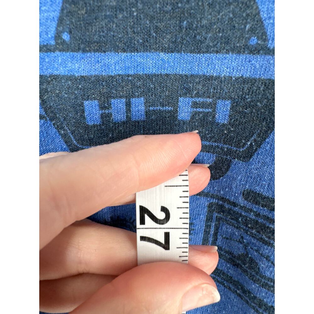 Hi Fi Music Shirt Mens Medium Blue Graphic Tee Reel To Reel Retro Audio - Picture 4 of 5